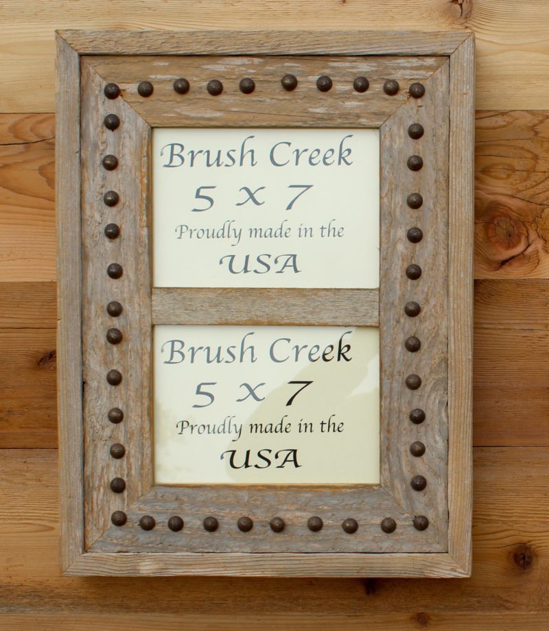Rustic Double Picture Frame with Nail heads