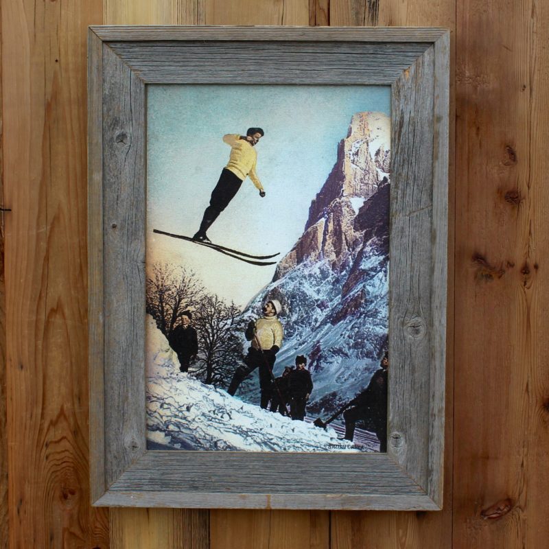 Rustic Picture Frame with a Canvas Print Ski Jumper